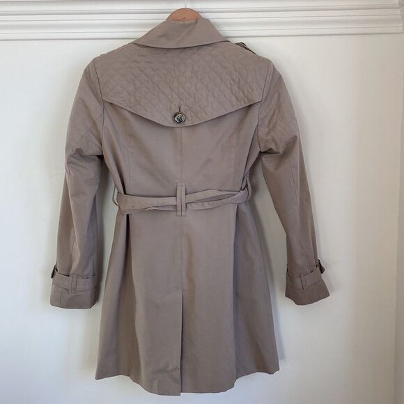 London Fog Quilted Flap Double Breasted Trench Coat - Picture 14 of 16